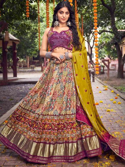 Multicolor Printed Lehenga Choli In Art Silk