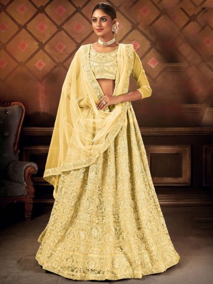 Yellow Lehenga Choli With Resham Embroidery