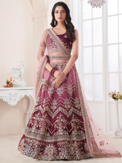 Magneta Shaded Lehenga Choli In Art Silk