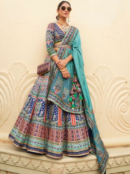 Blue Stone Embellished Bridal Lehenga With Choli