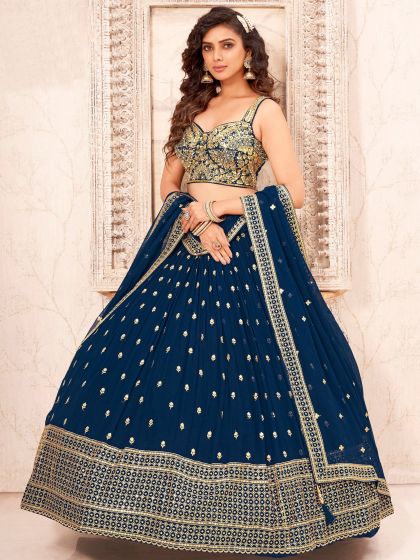 Blue Designer Lehenga Choli In Georgette