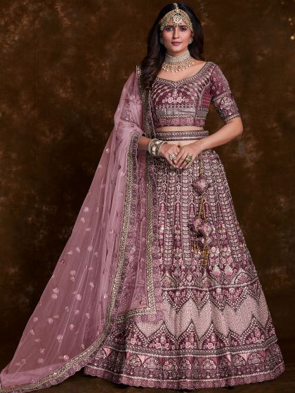 Magenta Bridal Lehenga Choli With Heavy Embroidery