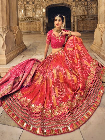 Pink Zari Work Decorated Banarasi Silk Lehenga Choli