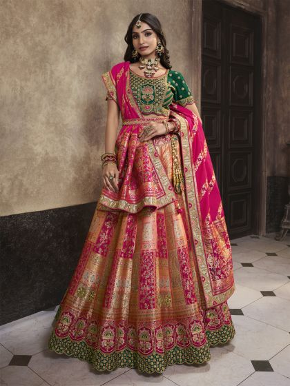 Multicolor Banarasi Silk Lehenga Choli With Embroidered Blouse