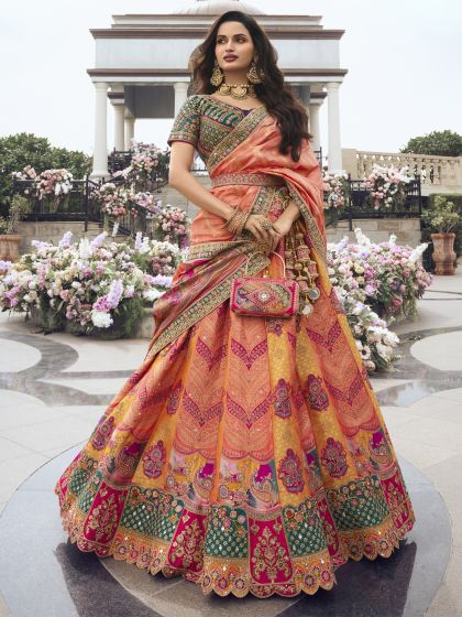 Multicolor Wedding Lehenga Choli In Silk Embroidery