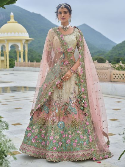 Multicolor Wedding Lehenga Choli In Sequins Work