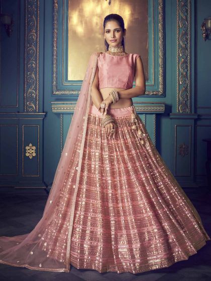 Pink Colour Designer Lehenga in Net Fabric.