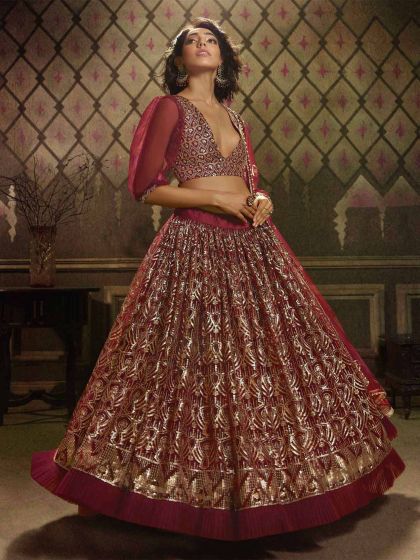 Maroon Colour Designer Lehenga Choli.