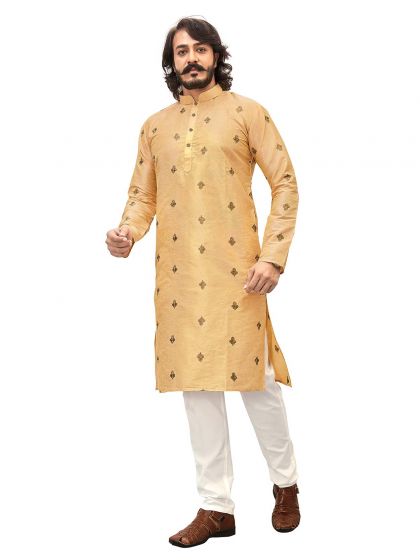 Light Yellow Art Silk Kurta Pajama.