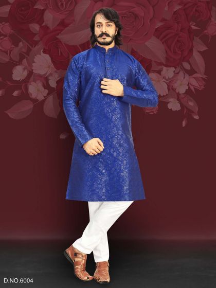 Printed Kurta Pajama Blue Colour.