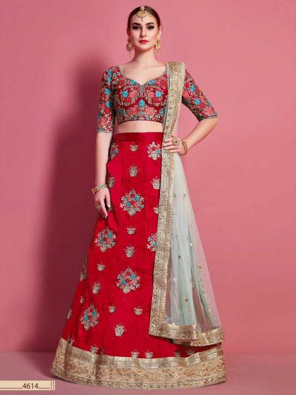 Red Colour Art Silk Lehenga Choli.