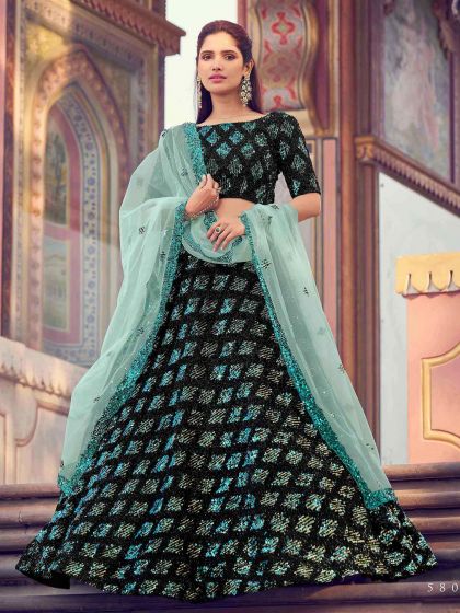 Black Imported Fabric Lehenga.