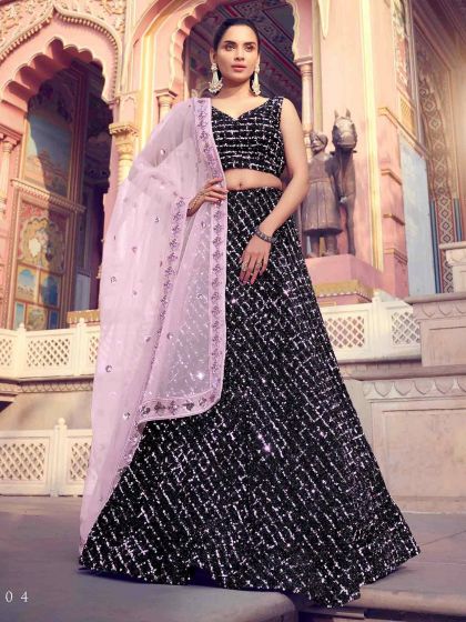 Women Lehenga Choli in Black Colour.