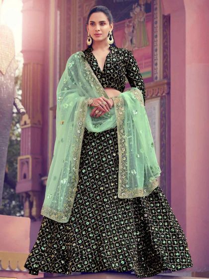 Imported Fabric Lehenga Choli in Black Colour.