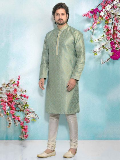 Turquoise Colour Men's Kurta Pajama.