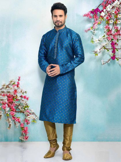 Blue Men's Designer Kurta Pajama.