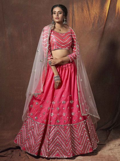 Pink Colour Art Silk Traditional Lehenga Choli.