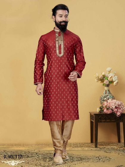 Maroon Colour Men's Designer Kurta Pajama.