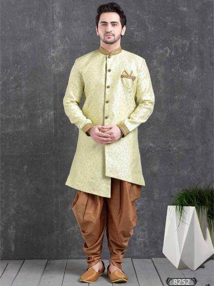 Light Green Colour Designer Semi Indowestern.