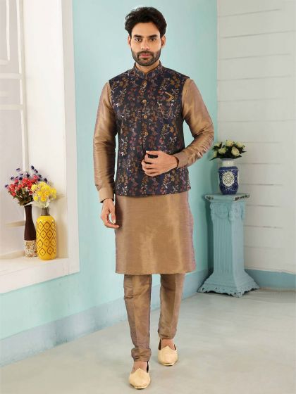 Blue,Beige Designer Kurta Pajama Jacket.