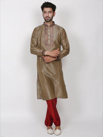 Brown Colour Silk Kurta Pajama.