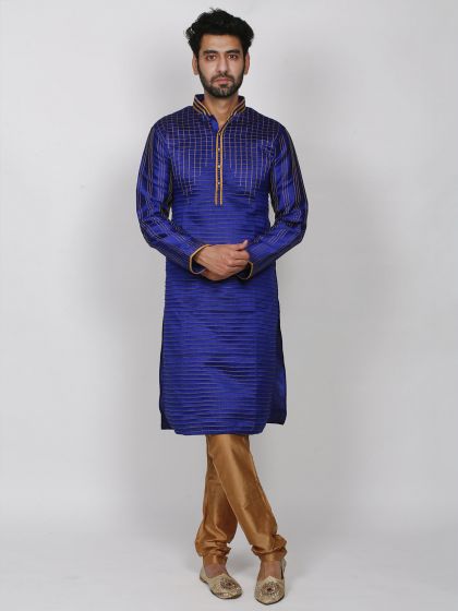 Blue Colour Dupion Silk Party War Kurta Pajama.