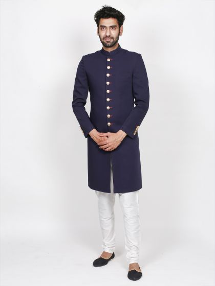 Blue Colour Imported Fabric Men's Sherwani.