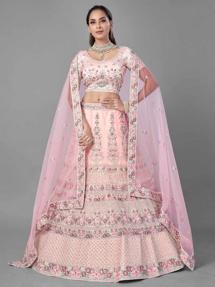 Pink Colour Net Designer Lehenga Choli.