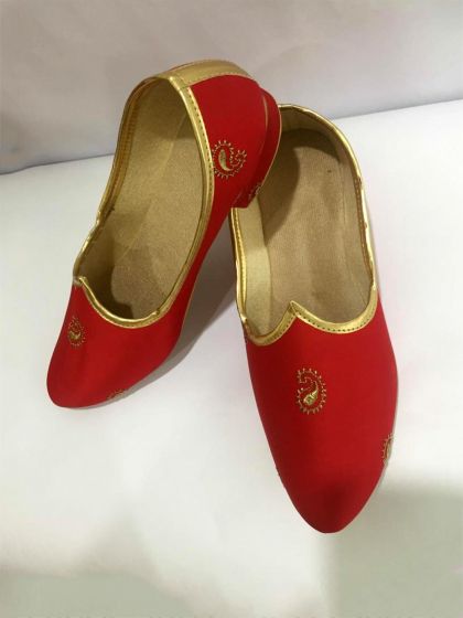 Red Colour Jute Fabric Sherwani Shoes.