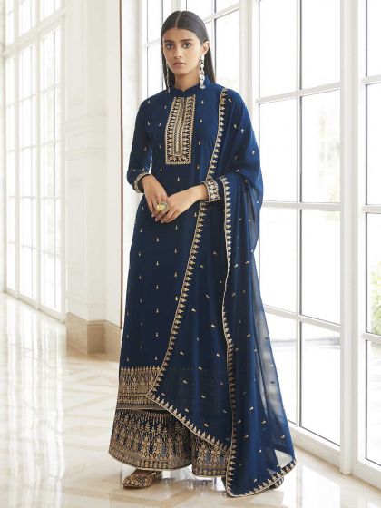 Blue Colour Party Wear Salwar Suit Georgette Fabric.