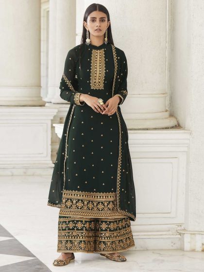 Georgette Fabric Designer Salwar Suit Green Colour.