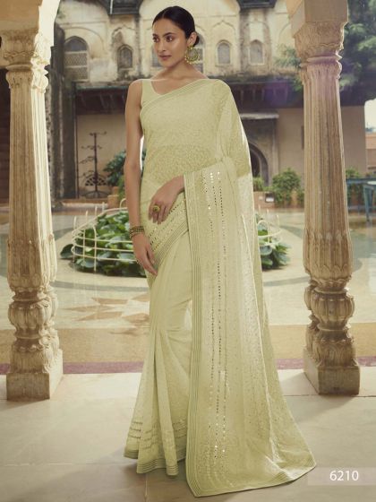 Pista Green Colour Georgette Saree.