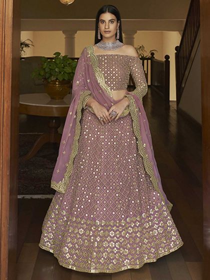 Light Pink Colour Georgette Fabric Designer Lehenga Choli.