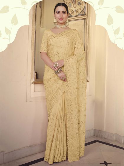 Yellow Colour Chiffon Saree.