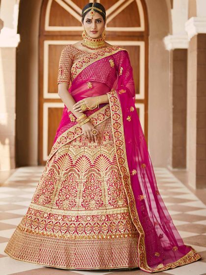 Pink Colour Bridesmaid Lehenga Choli Velvet Fabric.