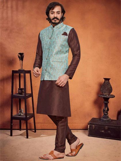 Brown,Sea Green Colour Readymade Kurta Jacket.