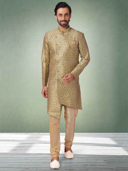Mehendi Green Colour Semi Indowestern.