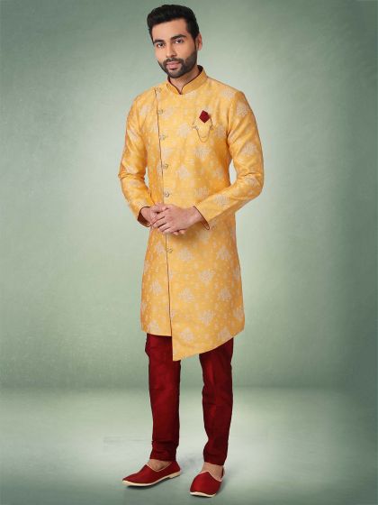 Yellow Colour Indo Style Mens Kurta Pajama.