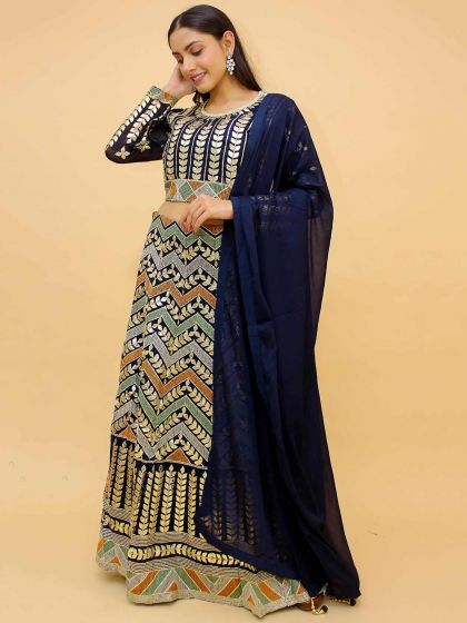 Navy Blue Colour Lehenga Choli in Georgette Fabric.