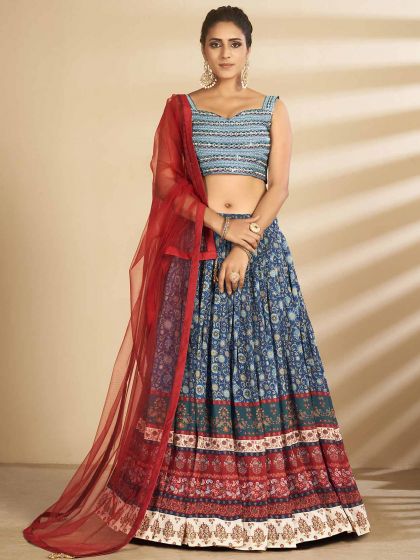 Multi Colour Women Lehenga Choli in Art Silk Fabric.