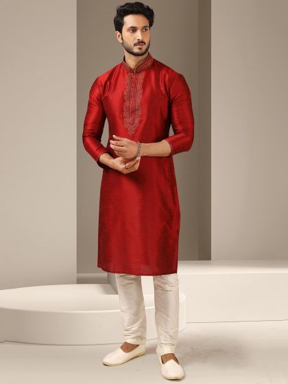 Maroon Colour Designer Kurta Pajama.