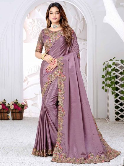 Purple Colour Silk Fabric Women Saree.
