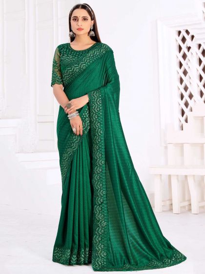 Green Colour Silk,Jacquard Fabric Women Saree.