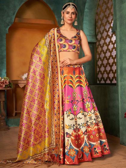 Silk Designer Lehenga Choli Multi Colour.