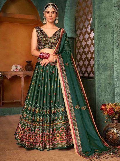 Silk Fabric Lehenga Choli Multi Colour.