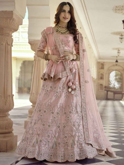 Pink Colour Crepe Fabric Women Lehenga Choli.