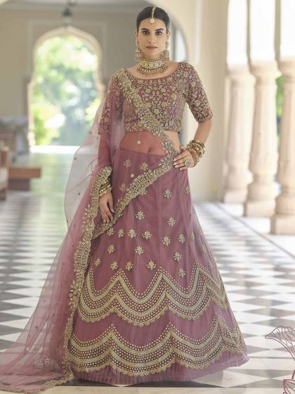 Light Purple Colour Net Fabric Women Lehenga Choli.