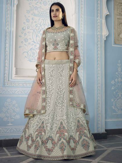 Grey Colour Georgette Fabric Women Lehenga.