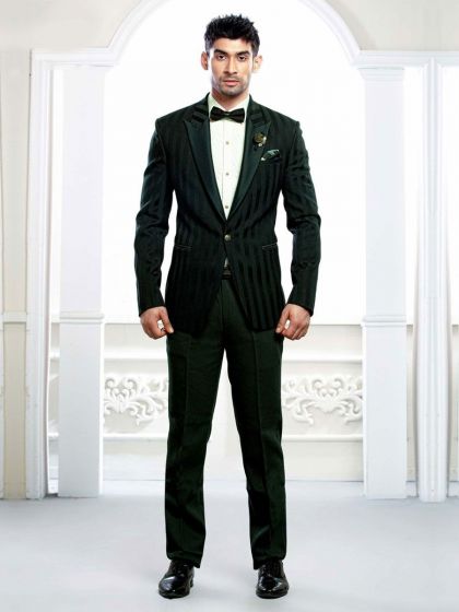 Green Colour Tuxedo Suit.