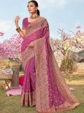 Purple Zari Silk Indian Georgette Saree Online